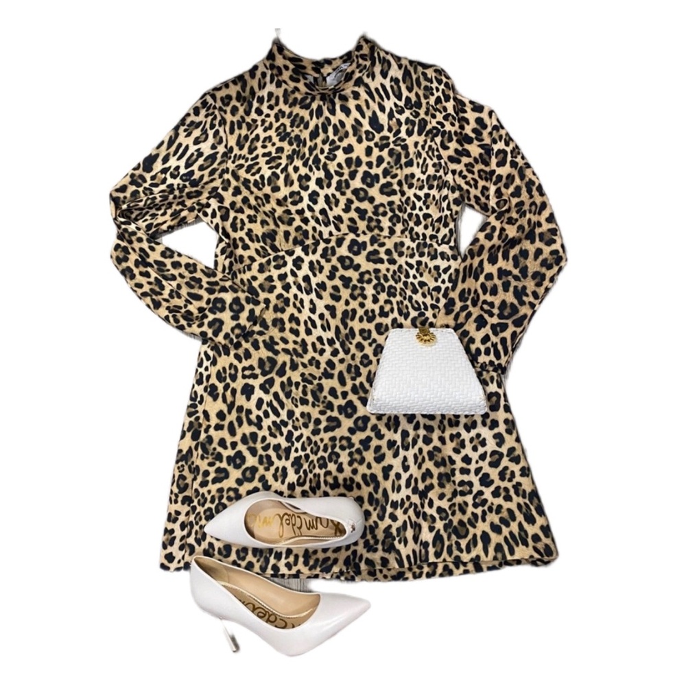 Zara , Leopard Print mock neck Dress